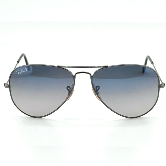 Ray-Ban Polarized Aviator Sunglasses In Gunmetal/Blue, Unisex Size M 55, GUC - Picture 2 of 13